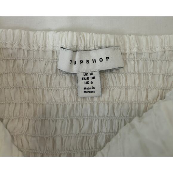 Topshop women's Cream Long Sleeve Open Neck Blouse Size 6 - Picture 2 of 3